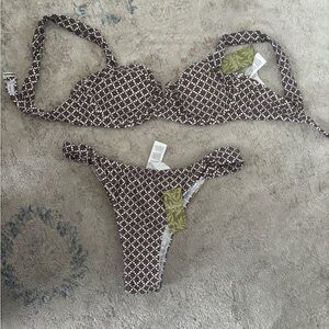 Cupshe Brown and White Floral Bikini